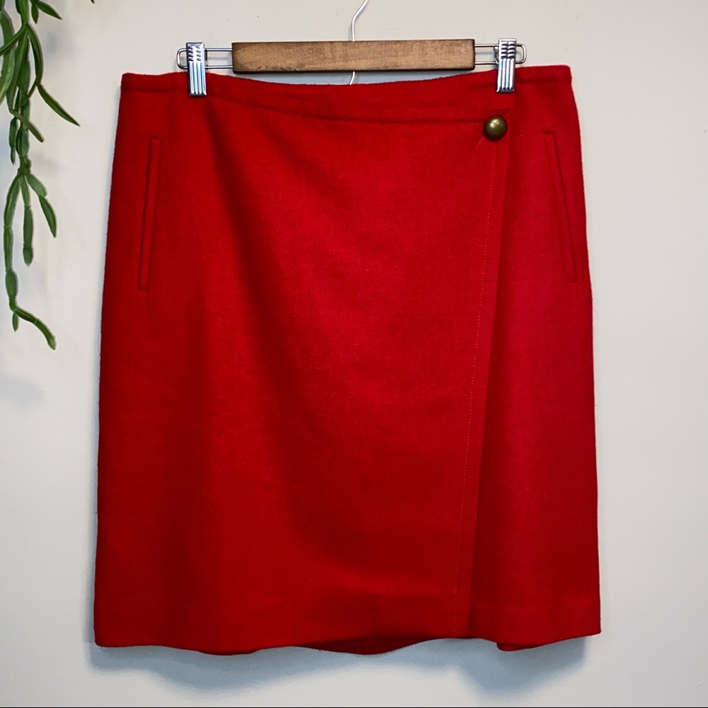 Talbots Red Wool Blend Skirt Size 16 new with tags